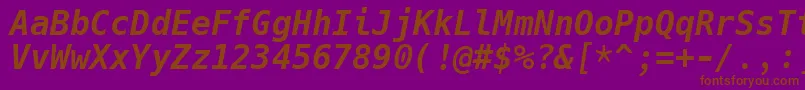 HackBolditalic Font – Brown Fonts on Purple Background