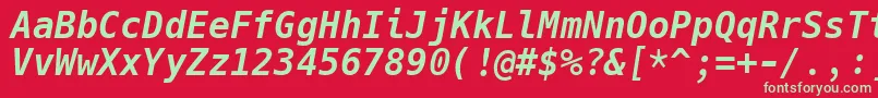 HackBolditalic-fontti – vihreät fontit punaisella taustalla