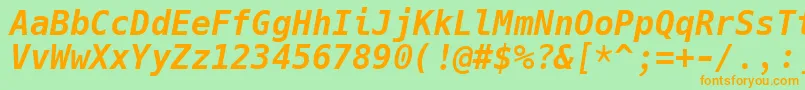 HackBolditalic Font – Orange Fonts on Green Background