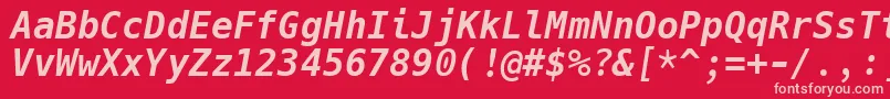 フォントHackBolditalic – 赤い背景にピンクのフォント