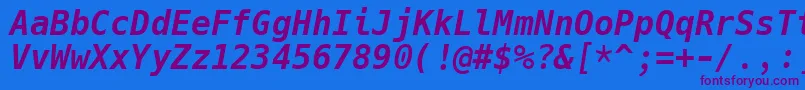 HackBolditalic Font – Purple Fonts on Blue Background