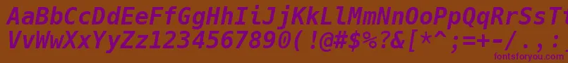 HackBolditalic Font – Purple Fonts on Brown Background