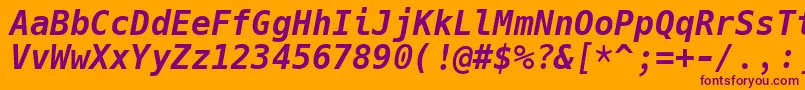 HackBolditalic Font – Purple Fonts on Orange Background