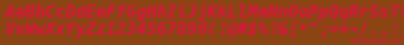 HackBolditalic Font – Red Fonts on Brown Background