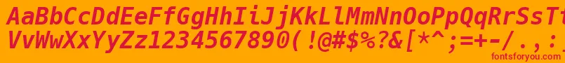 HackBolditalic Font – Red Fonts on Orange Background