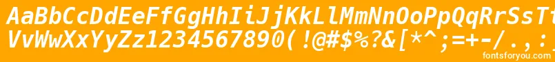 Fonte HackBolditalic – fontes brancas em um fundo laranja