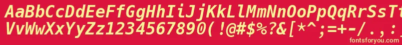 HackBolditalic Font – Yellow Fonts on Red Background