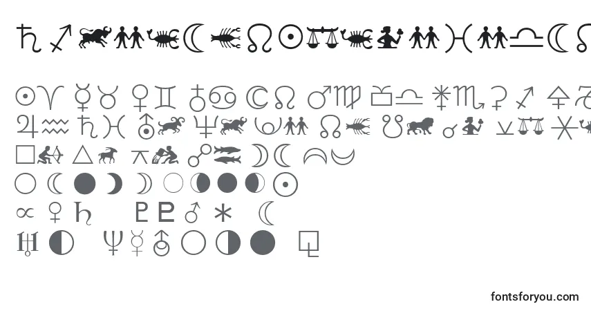 A fonte LinotypeAstrologyPiOne – alfabeto, números, caracteres especiais