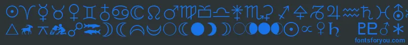 LinotypeAstrologyPiOne Font – Blue Fonts on Black Background