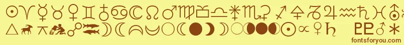 LinotypeAstrologyPiOne Font – Brown Fonts on Yellow Background