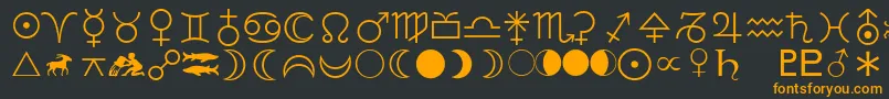 LinotypeAstrologyPiOne Font – Orange Fonts on Black Background