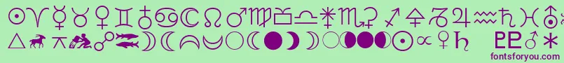 LinotypeAstrologyPiOne Font – Purple Fonts on Green Background