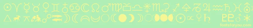 LinotypeAstrologyPiOne Font – Yellow Fonts on Green Background