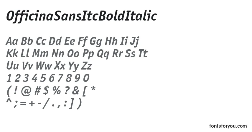 A fonte OfficinaSansItcBoldItalic – alfabeto, números, caracteres especiais