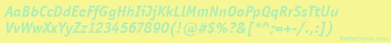 OfficinaSansItcBoldItalic Font – Green Fonts on Yellow Background