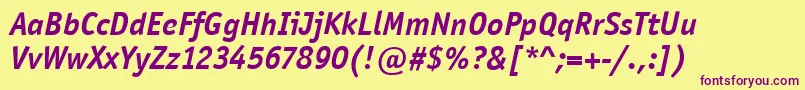 OfficinaSansItcBoldItalic Font – Purple Fonts on Yellow Background