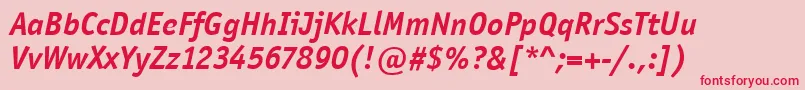 OfficinaSansItcBoldItalic Font – Red Fonts on Pink Background