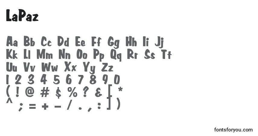 Schriftart LaPaz – Alphabet, Zahlen, spezielle Symbole