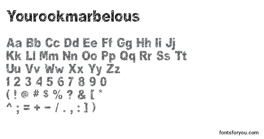 Czcionka Yourookmarbelous – alfabet, cyfry, specjalne znaki
