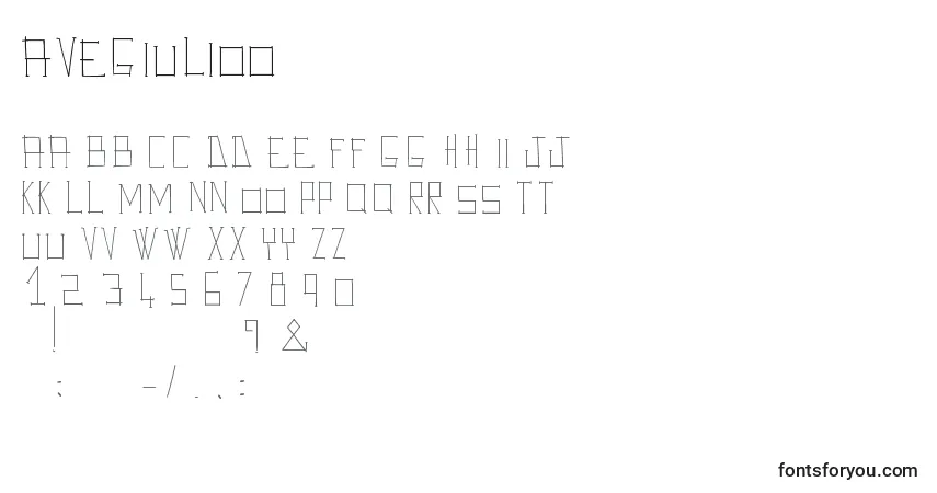 A fonte AveGiulioo – alfabeto, números, caracteres especiais