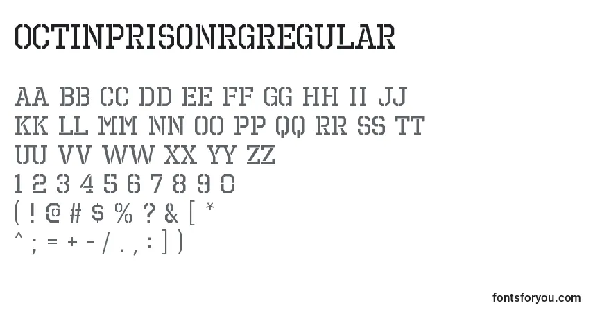 A fonte OctinprisonrgRegular – alfabeto, números, caracteres especiais