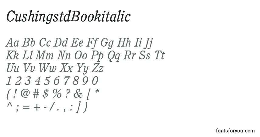 Шрифт CushingstdBookitalic – алфавит, цифры, специальные символы
