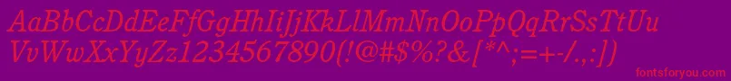 CushingstdBookitalic Font – Red Fonts on Purple Background