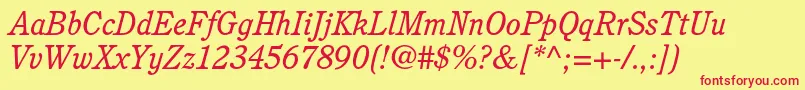 CushingstdBookitalic Font – Red Fonts on Yellow Background