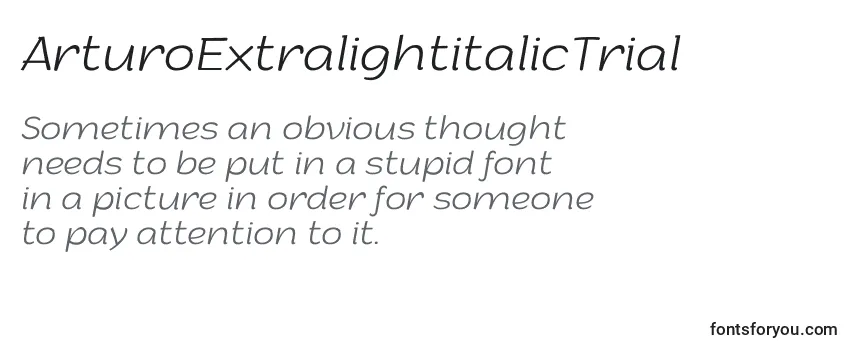 Review of the ArturoExtralightitalicTrial Font