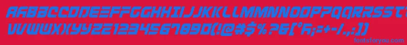 フォントDefconzerocondital – 赤い背景に青い文字