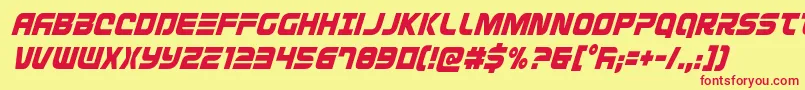 Defconzerocondital-Schriftart – Rote Schriften auf gelbem Hintergrund