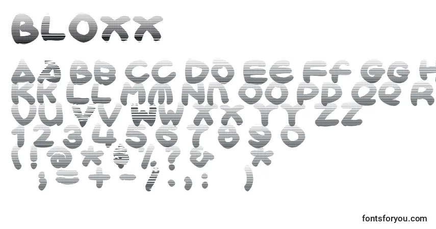 Schriftart Bloxx (113398) – Alphabet, Zahlen, spezielle Symbole