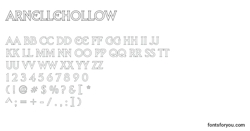 A fonte ArnelleHollow – alfabeto, números, caracteres especiais