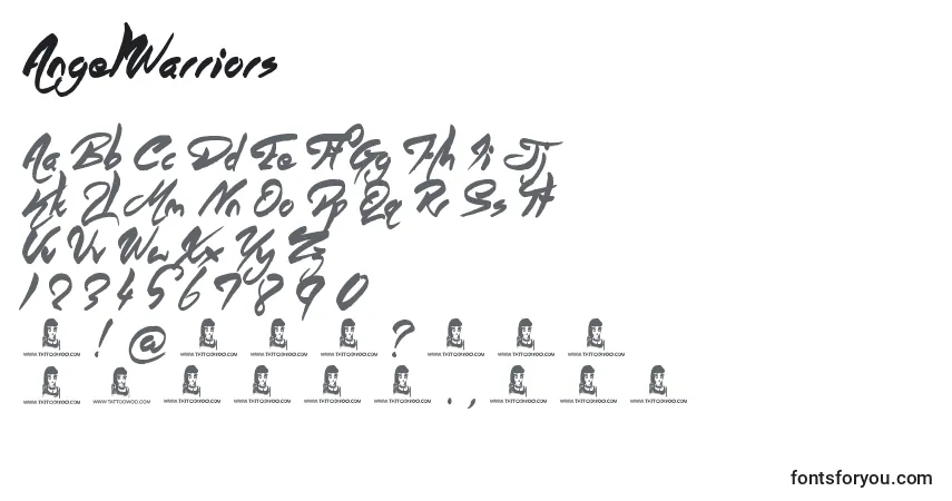 Czcionka AngelWarriors – alfabet, cyfry, specjalne znaki