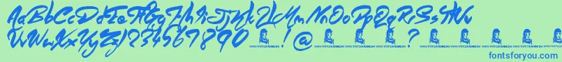 AngelWarriors Font – Blue Fonts on Green Background