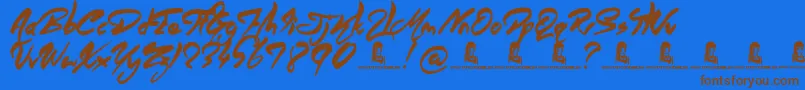 AngelWarriors Font – Brown Fonts on Blue Background