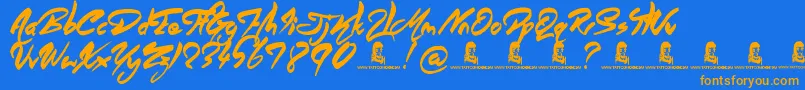 AngelWarriors Font – Orange Fonts on Blue Background
