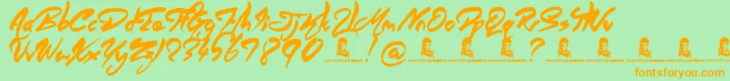 AngelWarriors Font – Orange Fonts on Green Background