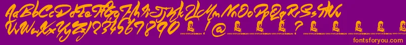 Czcionka AngelWarriors – pomarańczowe czcionki na fioletowym tle