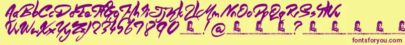 AngelWarriors Font – Purple Fonts on Yellow Background