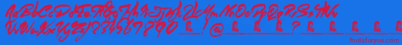 AngelWarriors Font – Red Fonts on Blue Background