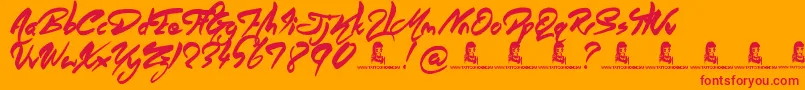 AngelWarriors Font – Red Fonts on Orange Background