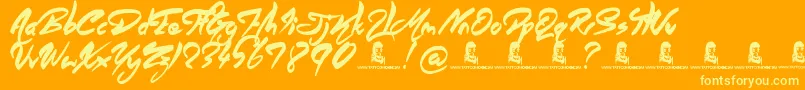 AngelWarriors Font – Yellow Fonts on Orange Background