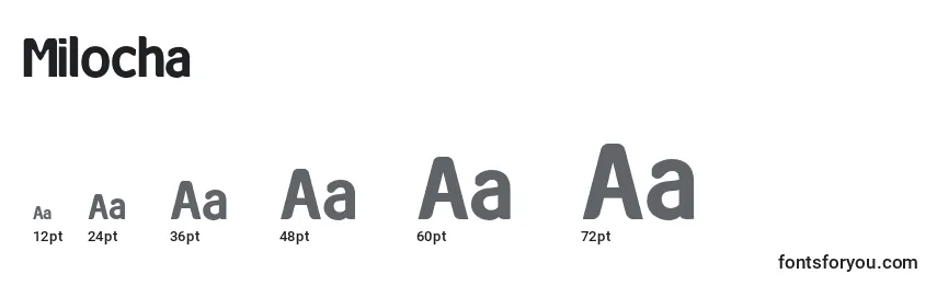 Размеры шрифта Milocha