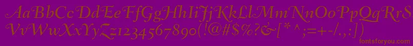 FairfieldLh56SwashMediumItalicOldStyleFigures Font – Brown Fonts on Purple Background