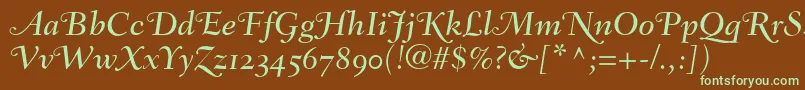 FairfieldLh56SwashMediumItalicOldStyleFigures Font – Green Fonts on Brown Background