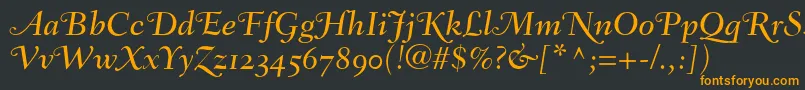 FairfieldLh56SwashMediumItalicOldStyleFigures Font – Orange Fonts on Black Background