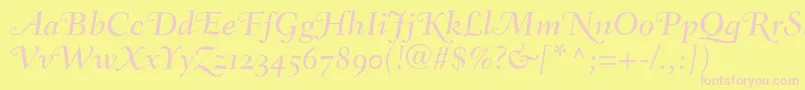 FairfieldLh56SwashMediumItalicOldStyleFigures Font – Pink Fonts on Yellow Background