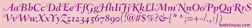 FairfieldLh56SwashMediumItalicOldStyleFigures Font – Purple Fonts on Pink Background