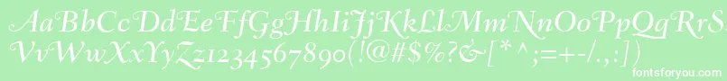 FairfieldLh56SwashMediumItalicOldStyleFigures Font – White Fonts on Green Background